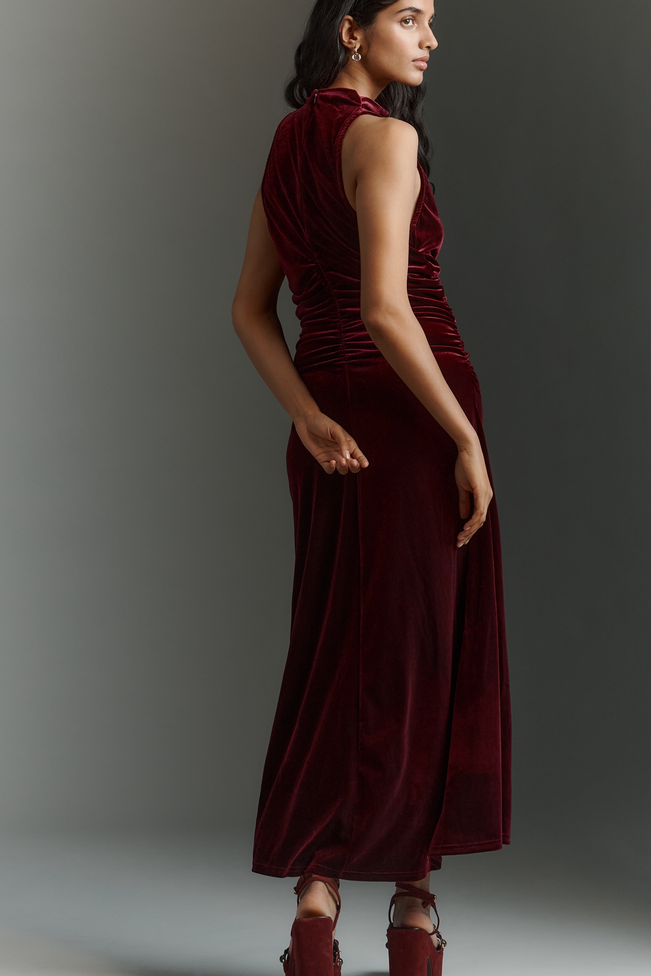 Bishop + Young Halter Velvet Midi Dress