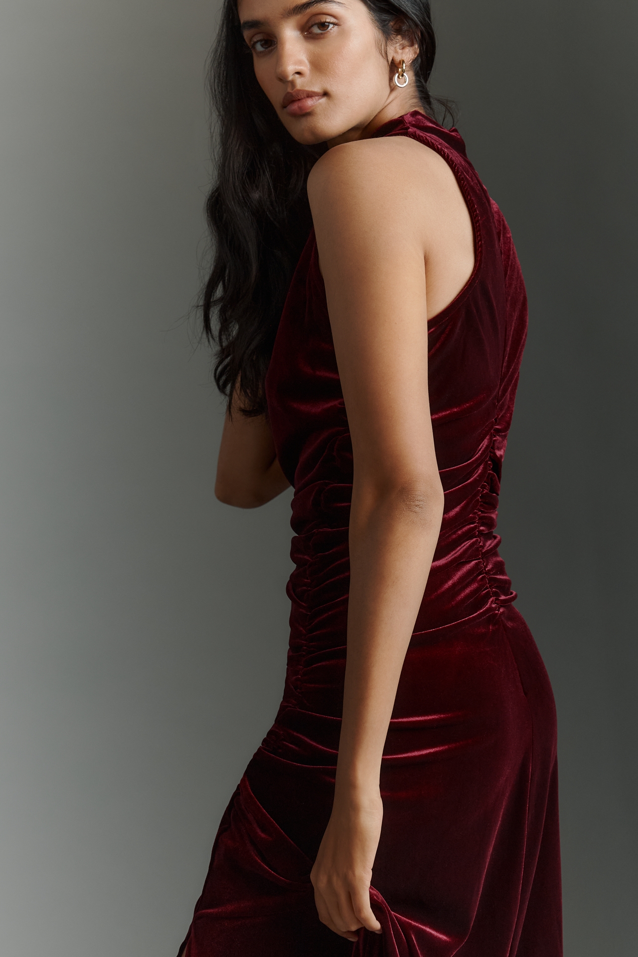 Bishop + Young Halter Velvet Midi Dress