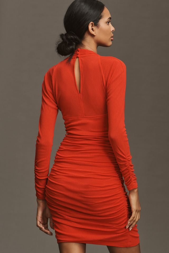 By Anthropologie V-Neck Ruched Mesh Midi Dress #2