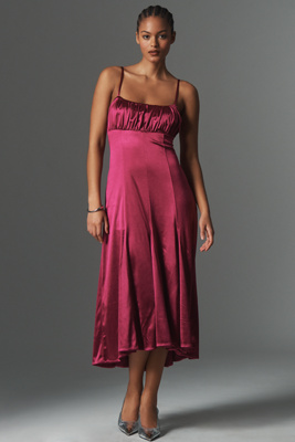 By Anthropologie Sleeveless Drop-waist Midi Dress In Pink