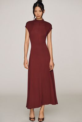 By Anthropologie Mock-Neck Slim Midi Dress