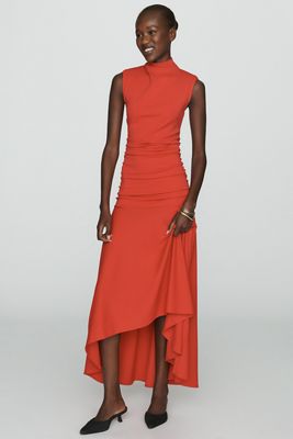 Maeve Sleeveless Ruched Mock-Neck Dress