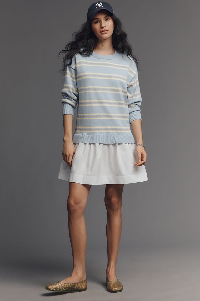 maeve long-sleeve twofer mini dress Long-Sleeve Twofer Pinafore Mini Dress