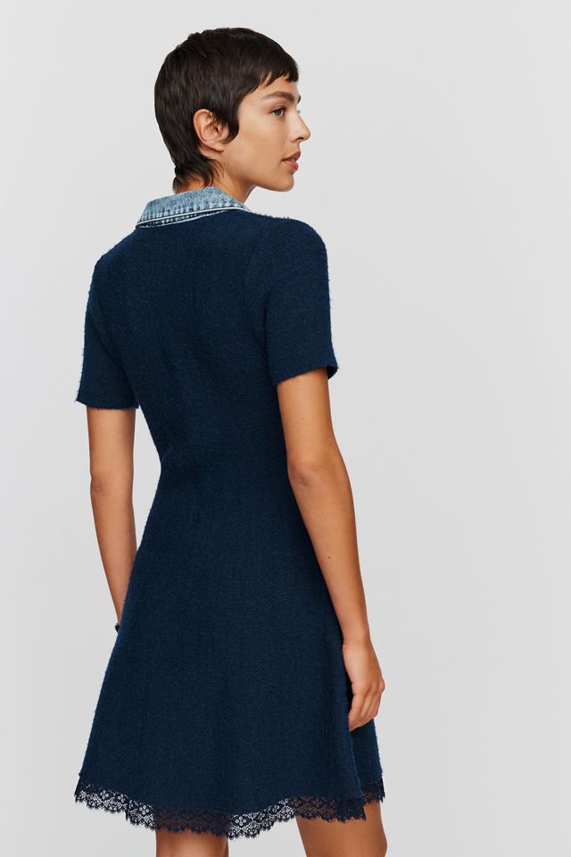 Maeve Knit Denim and Lace Mini Dress #2