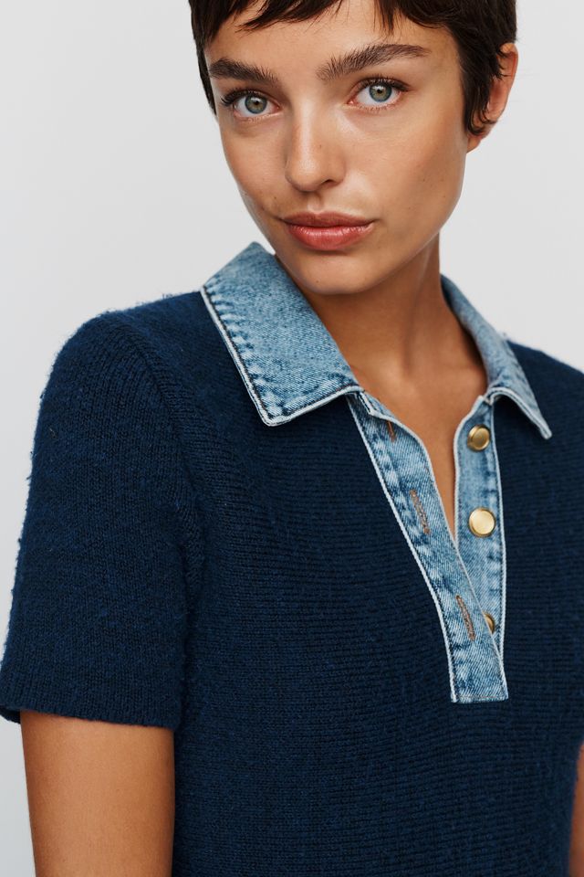 Maeve Knit Denim and Lace Mini Dress #3