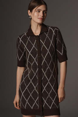 By Anthropologie Short-sleeve Sweater Shift Dress In Brown