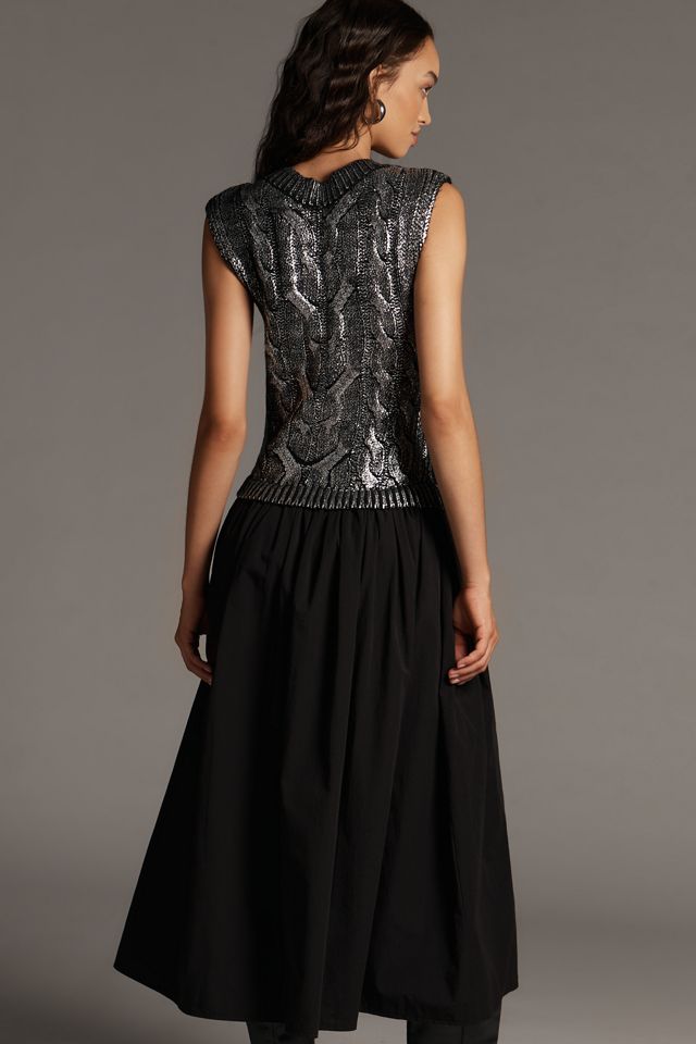 Pilcro Sleeveless V-Neck Foil Twofer Midi Dress #2