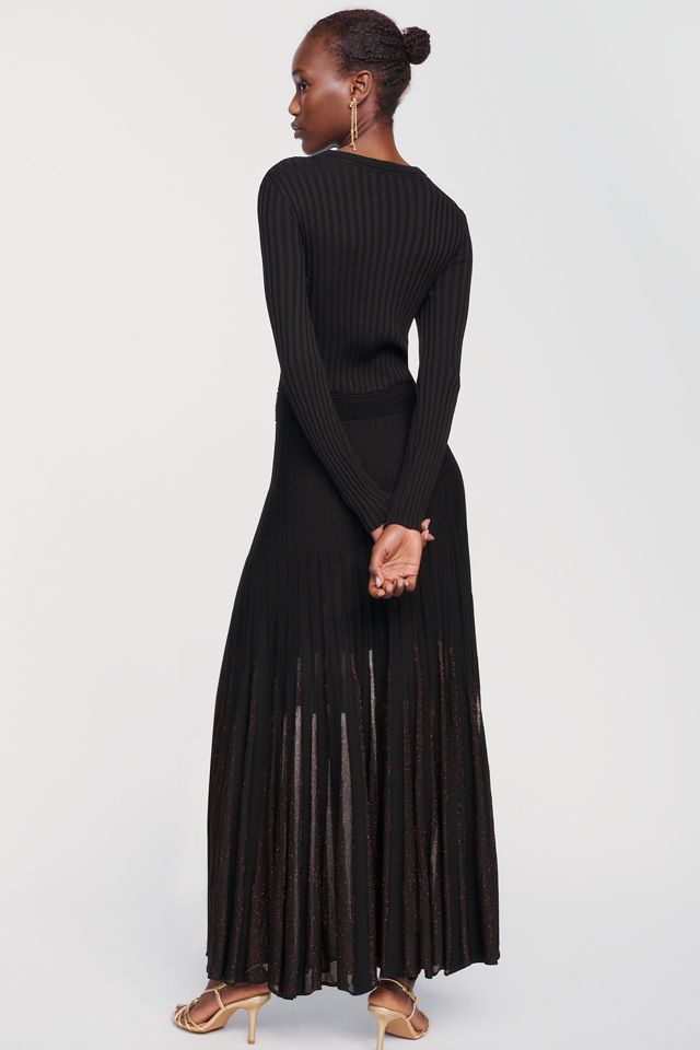 Maeve Knit Lurex Pleated Maxi Dress #3