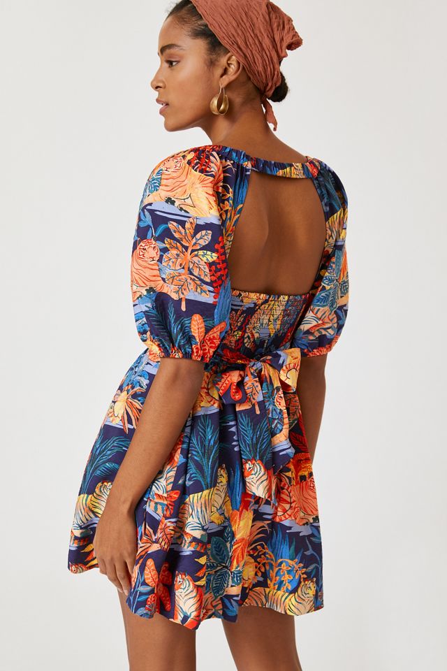 By Anthropologie Printed Puff-Sleeve Dress