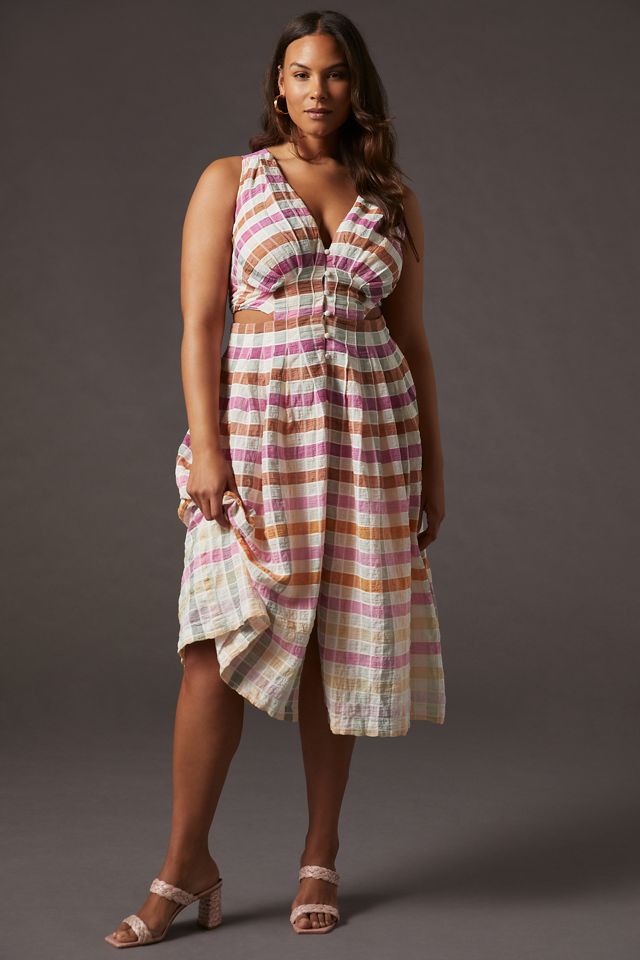 Maeve Ombre Plaid Midi Sundress #4
