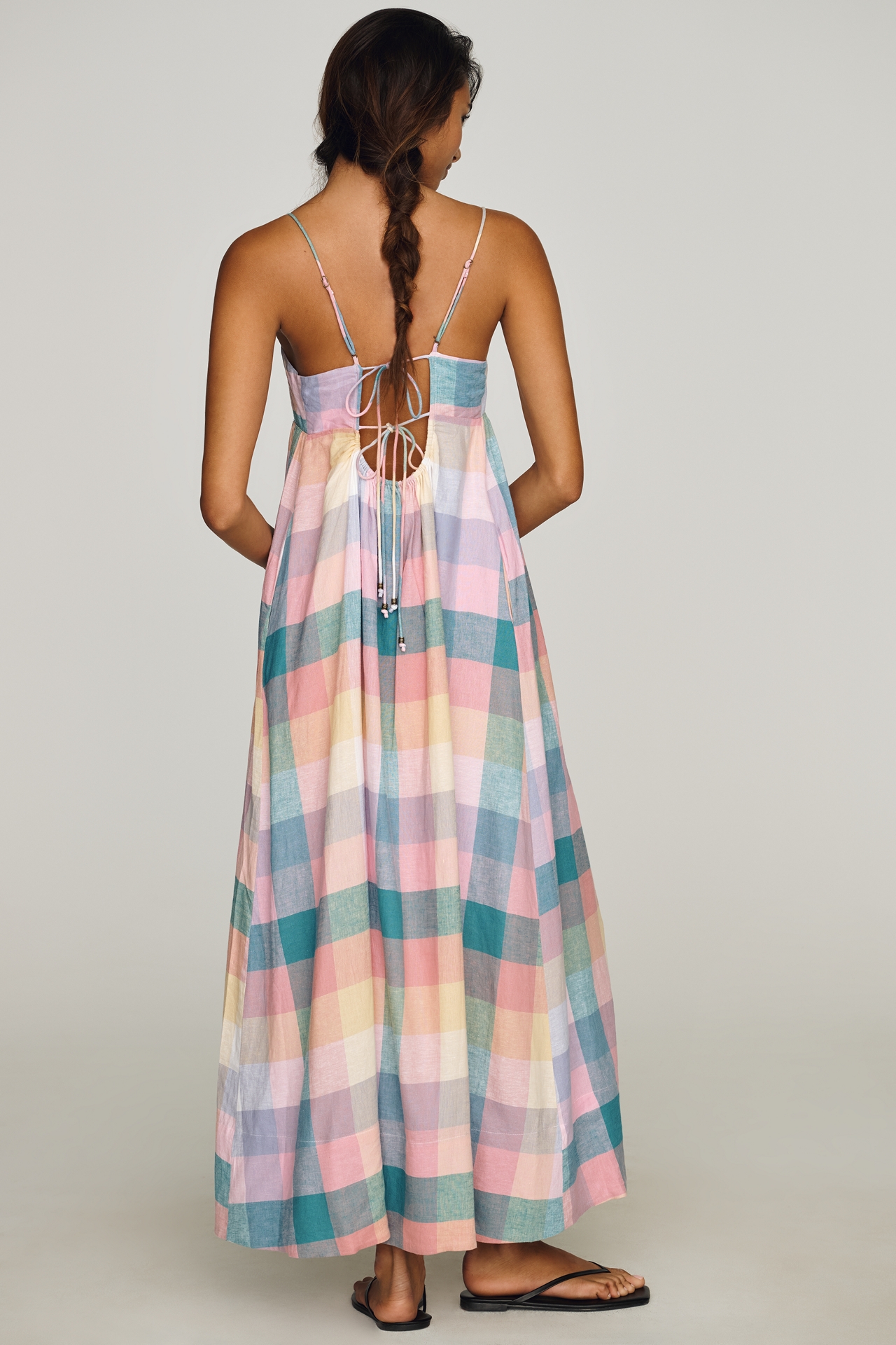 Maeve Linen Tie-Back Maxi Dress