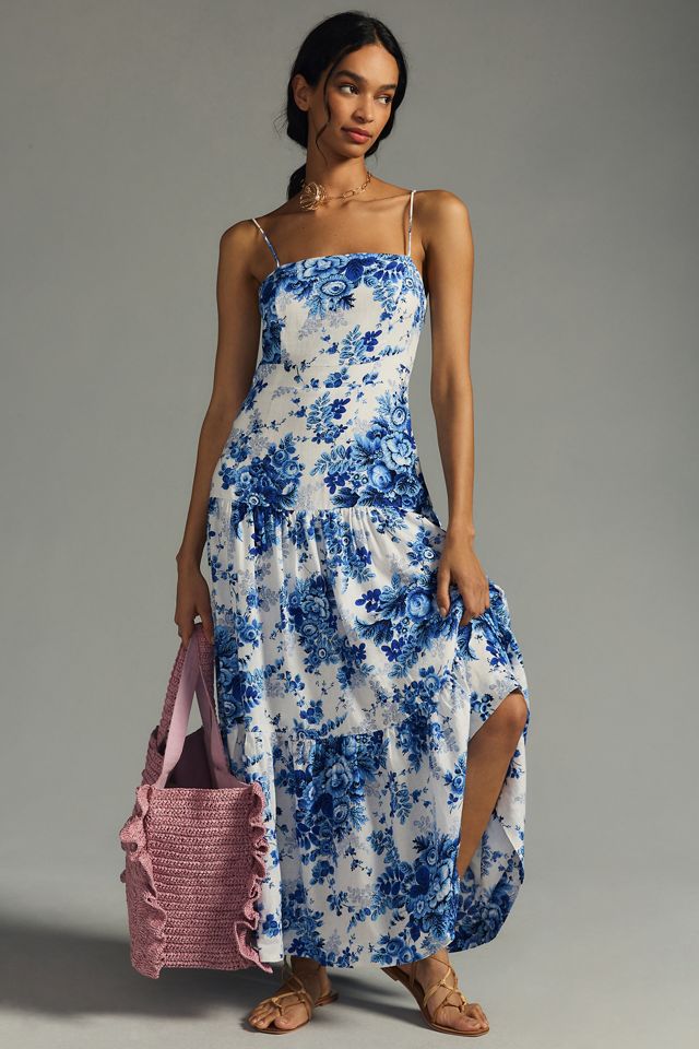 green emerald velvet dress By Anthropologie Sleeveless Drop-Waist Maxi Dress – White Chocolate Couture main image 1