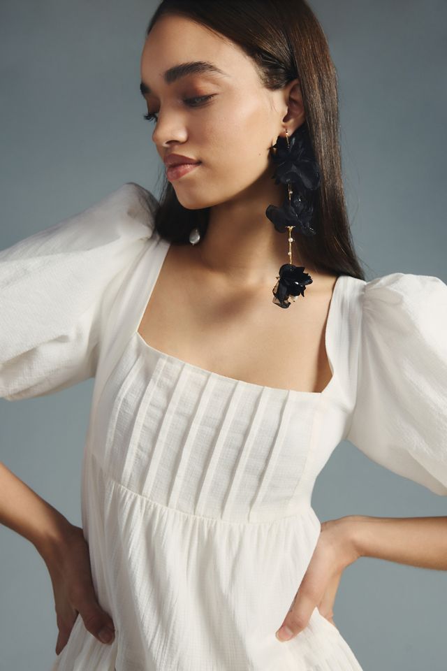 By Anthropologie Square-Neck Puff-Sleeve Tiered Dress #2