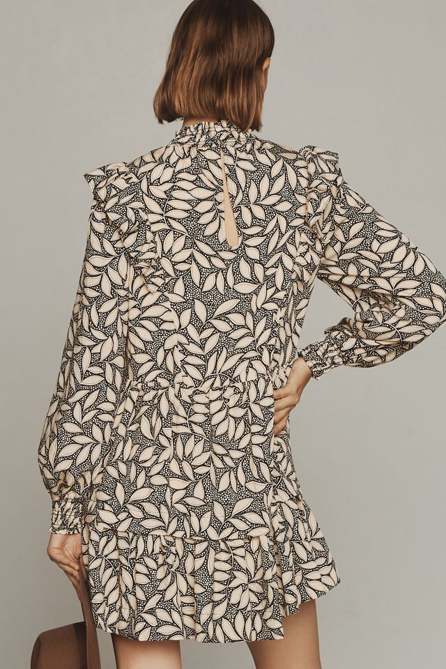 By Anthropologie Long-Sleeve Printed Smocked Mini Dress #1