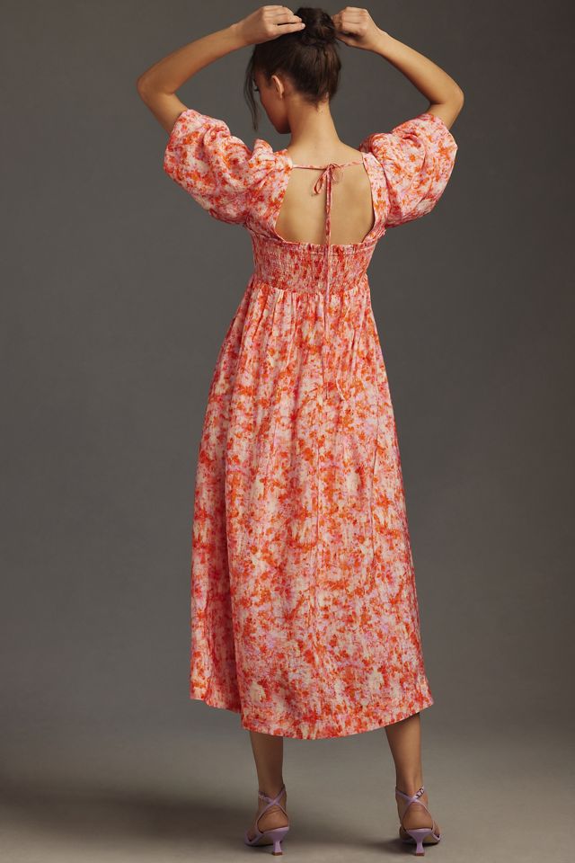 By Anthropologie Short-Sleeve Smocked Babydoll Midi Dress #2