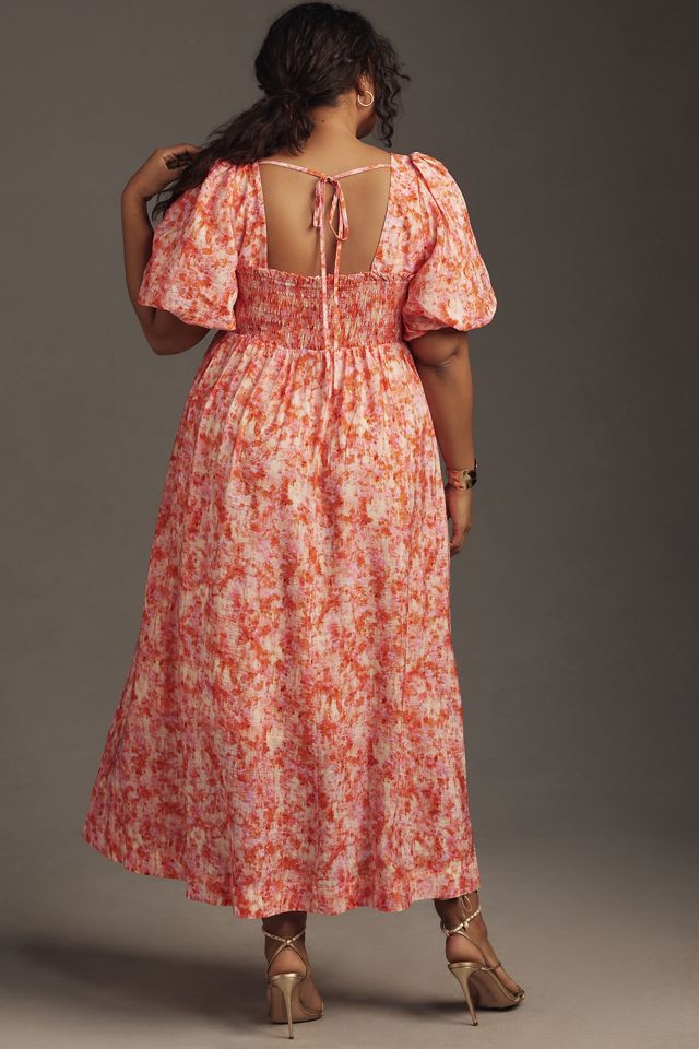 By Anthropologie Short-Sleeve Smocked Babydoll Midi Dress #5