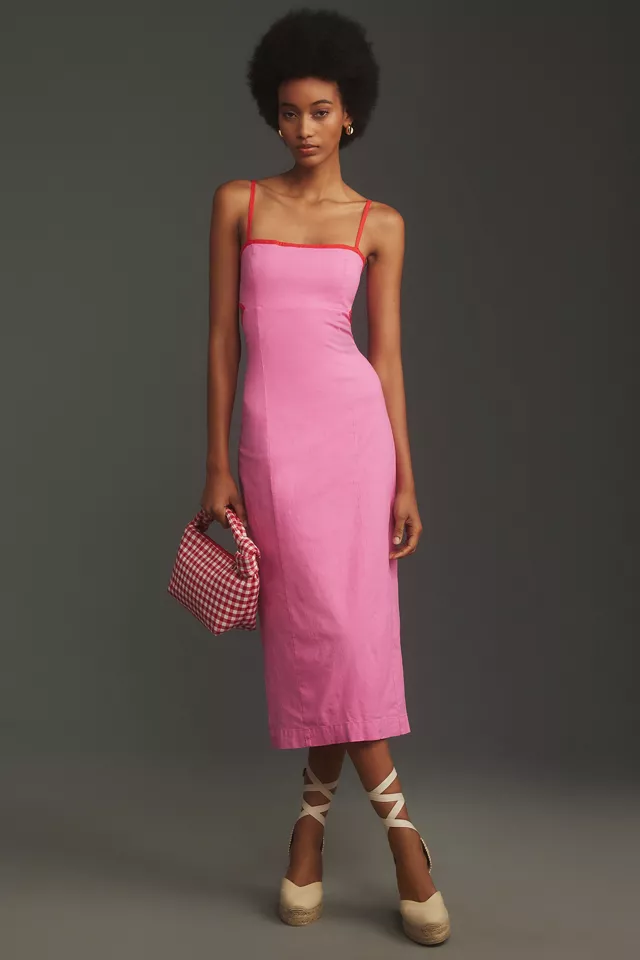 The Dafni Cutout Linen Midi Dress by Maeve