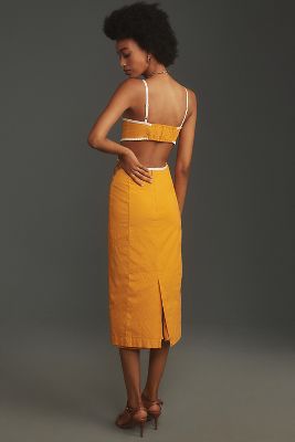 The Dafni Cutout Linen Midi Dress By Maeve | Anthropologie