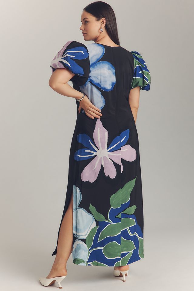 By Anthropologie Puff-Sleeve A-Line Maxi Dress #5