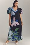 By Anthropologie Puff-Sleeve A-Line Maxi Dress