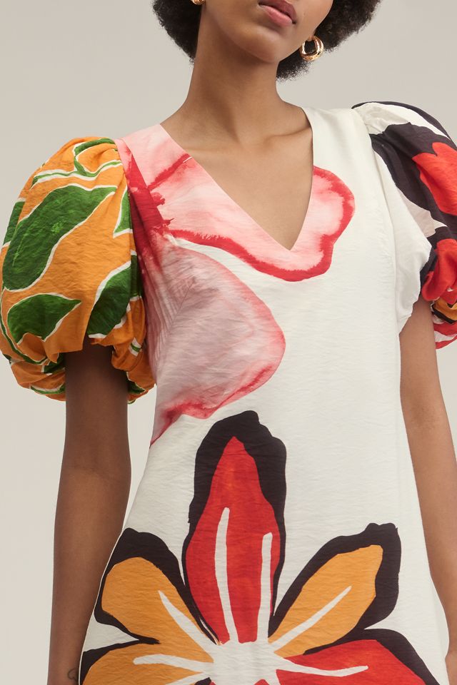 By Anthropologie Puff-Sleeve A-Line Maxi Dress #6