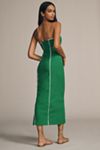 Maeve Strapless Linen Blend Twist Button-Front Maxi Dress