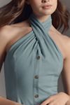 Maeve Twist-Halter Linen Blend Mini Dress