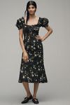maeve puff sleeve corset linen midi dress Maeve Puff-Sleeve Corset Linen Midi Dress