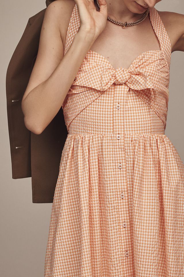 Maeve Halter Bow-Front Midi Dress
