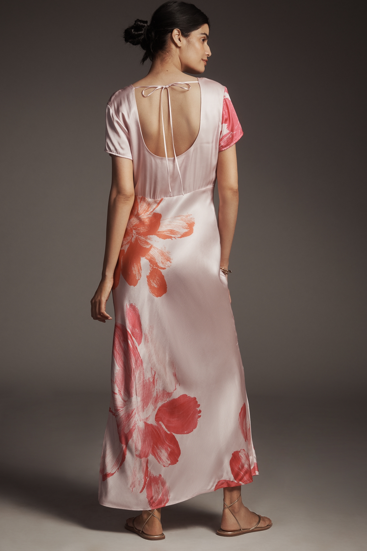 By Anthropologie Short-Sleeve Maxi Slip Dress