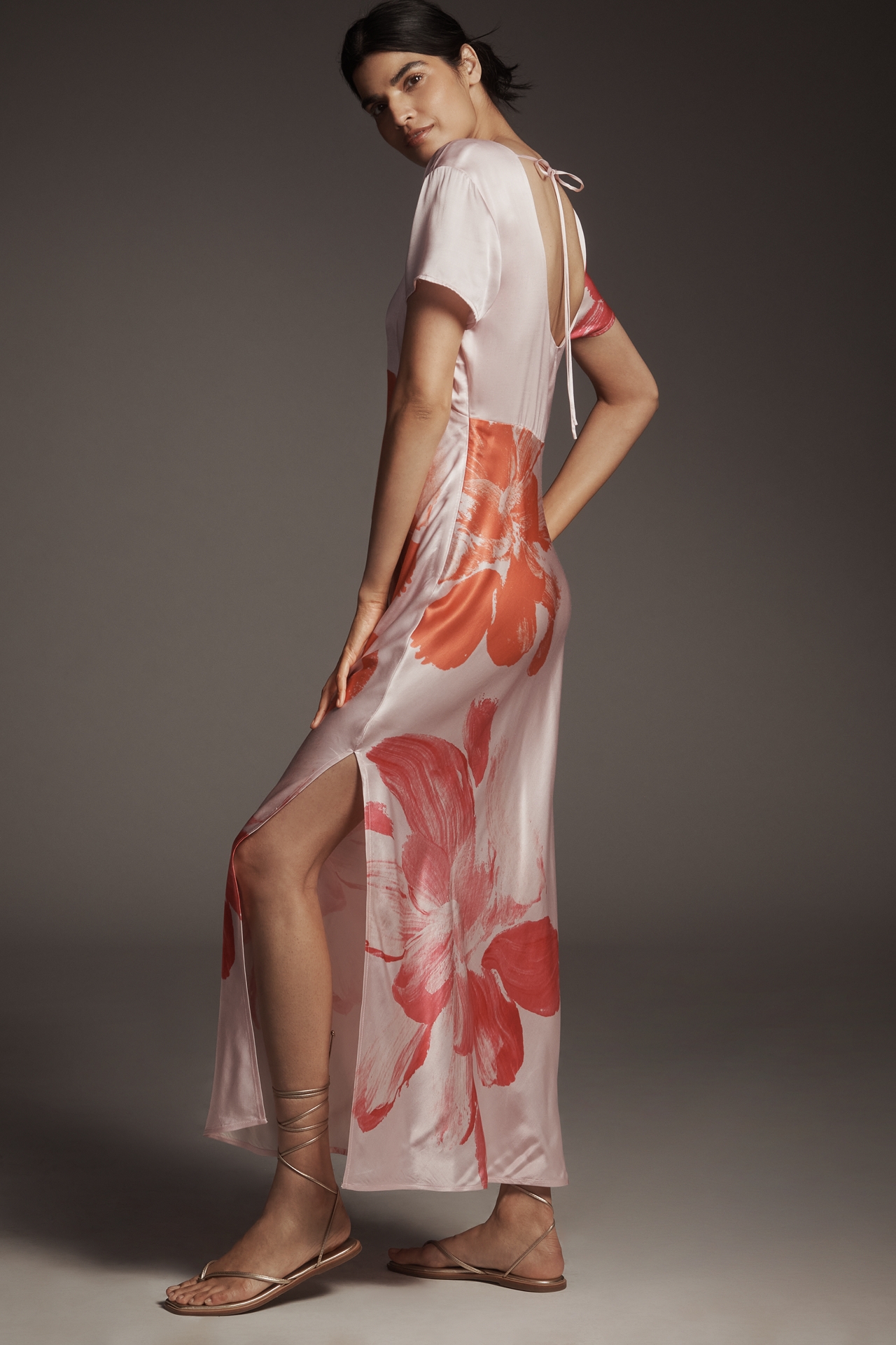 By Anthropologie Short-Sleeve Maxi Slip Dress