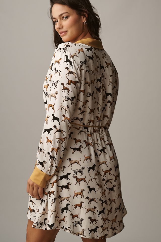 Maeve Long-Sleeve Printed Wrap Mini Shirt Dress #6