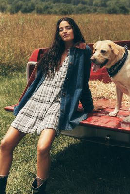 By Anthropologie Long-Sleeve V-Neck Sheer Mini Dress