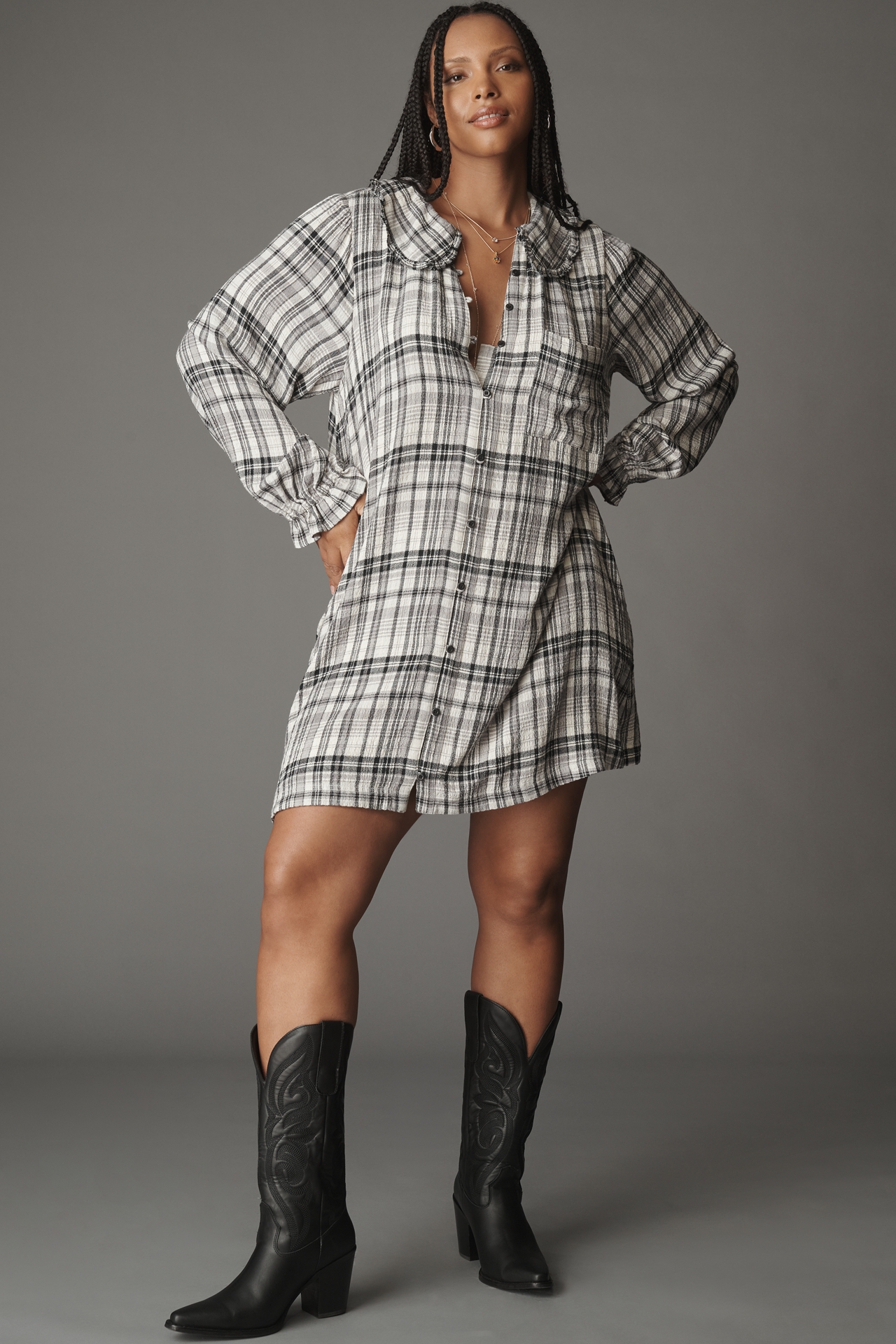 The Keira Long-Sleeve Mini Dress by Pilcro