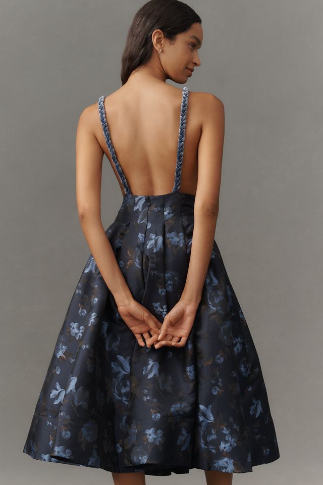 Robe Maeve Mi-longue Évasée en Velours Jacquard Col V #2