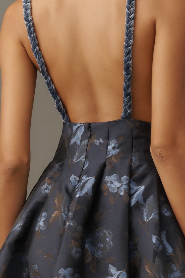 Robe Maeve Mi-longue Évasée en Velours Jacquard Col V #3