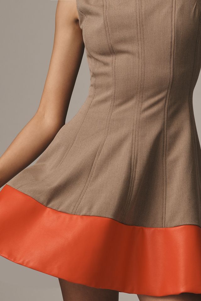Maeve Faux-Leather Mock-Neck Mini Dress #2