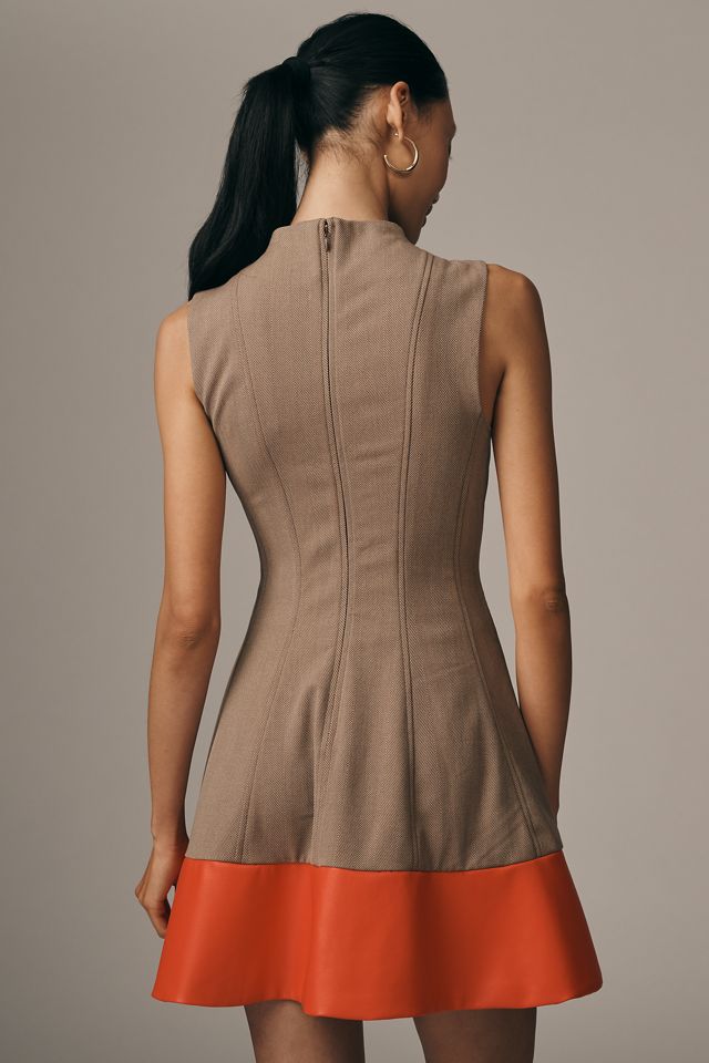 Maeve Faux-Leather Mock-Neck Mini Dress #4