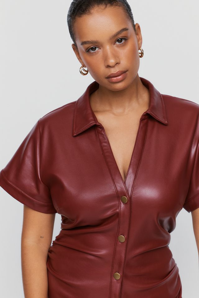 Greer Faux-Leather Midi Shirtdress by Pilcro #5
