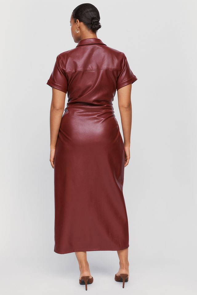 Greer Faux-Leather Midi Shirtdress by Pilcro #6