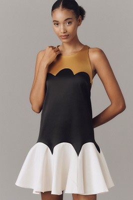 Maeve Scalloped Flare Mini Dress In Multi