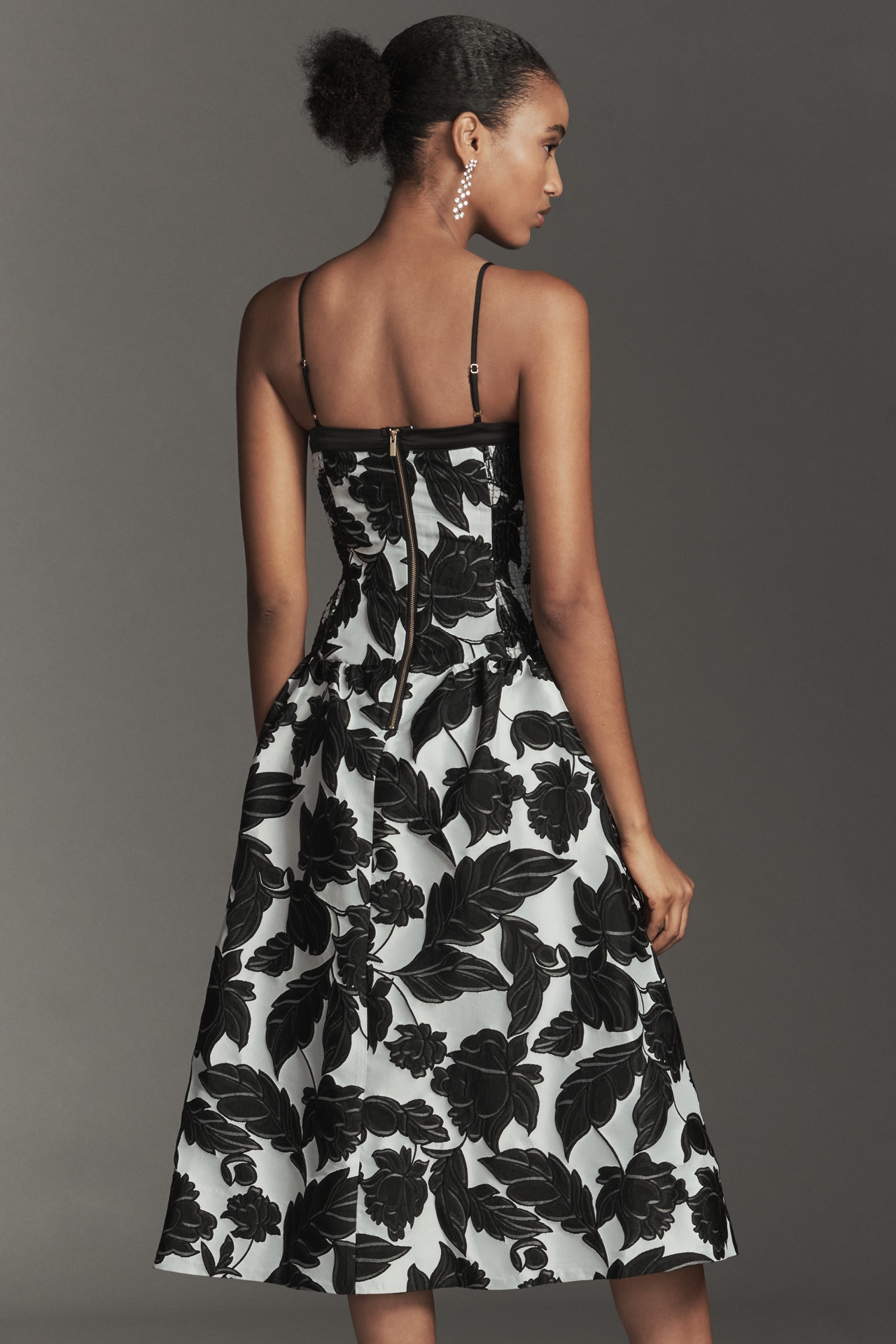 Maeve Sleeveless Jacquard Drop-Waist Midi Dress