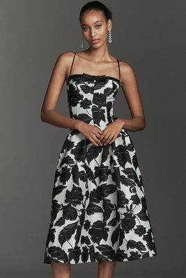 Maeve Sleeveless Jacquard Drop-Waist Midi Dress