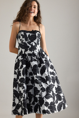 Maeve Drop-Waist Jacquard Midi Dress