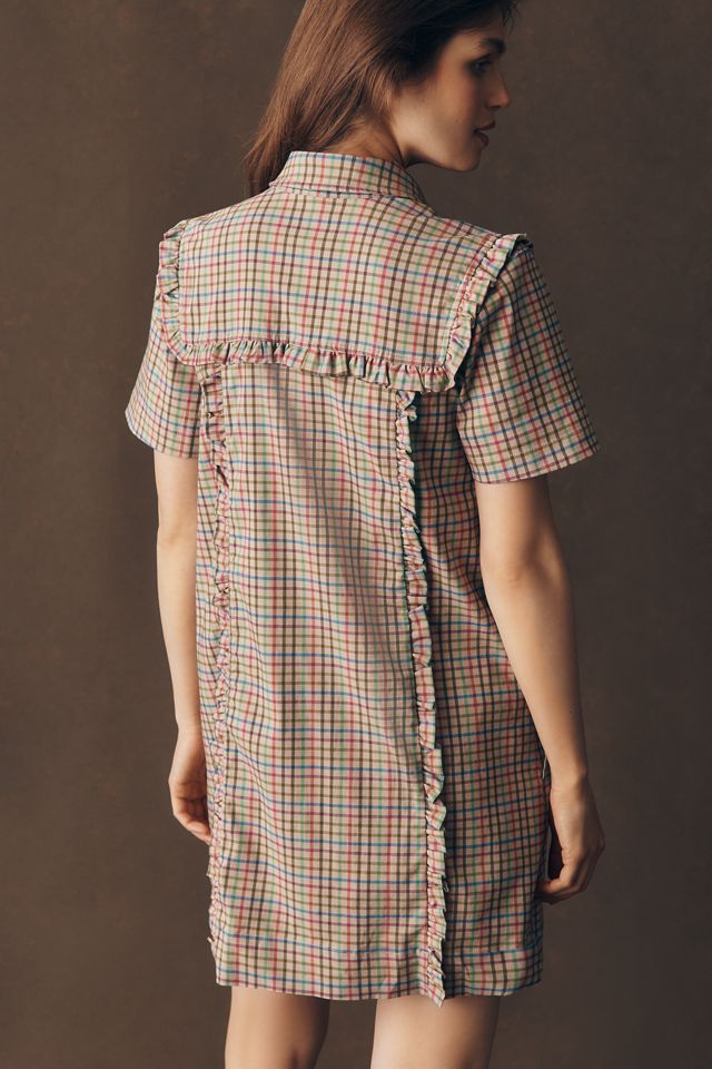 By Anthropologie Short-Sleeve Metallic Brocade Mini Dress #2