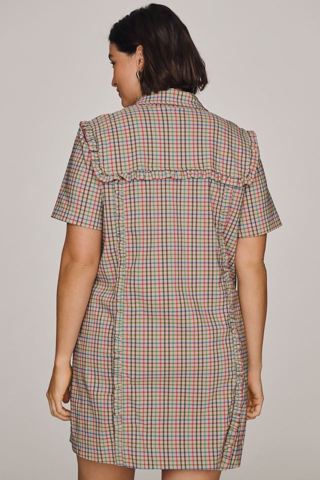 By Anthropologie Short-Sleeve Metallic Brocade Mini Dress #7
