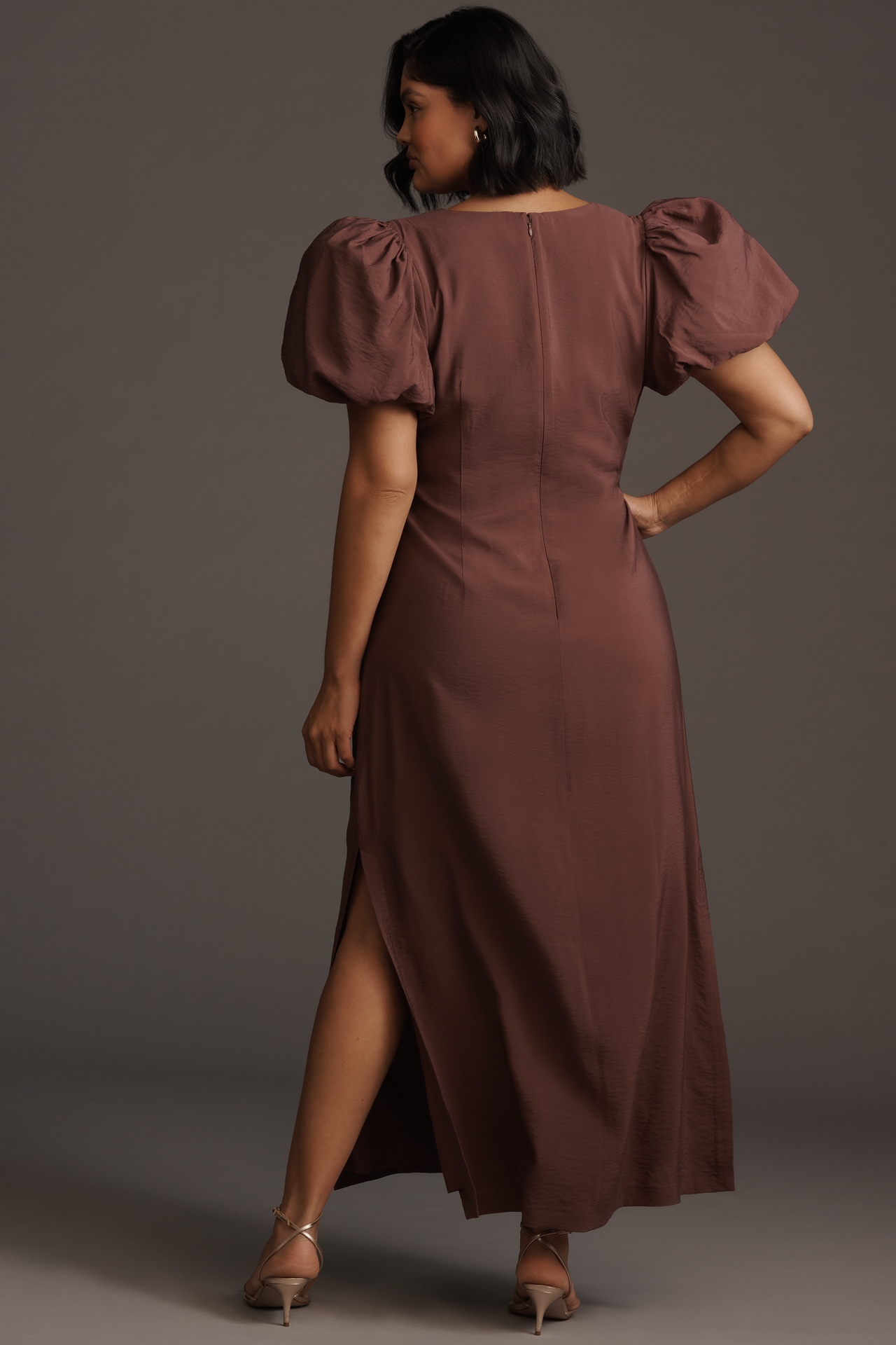 @loverlygrey x Anthropologie Puff-Sleeve V-Neck Maxi Dress