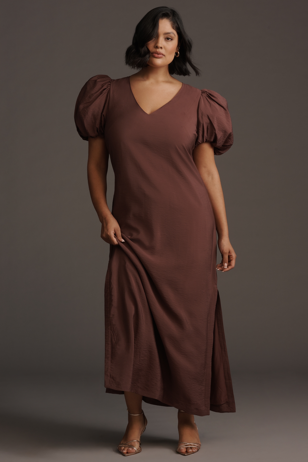 @loverlygrey x Anthropologie Puff-Sleeve V-Neck Maxi Dress