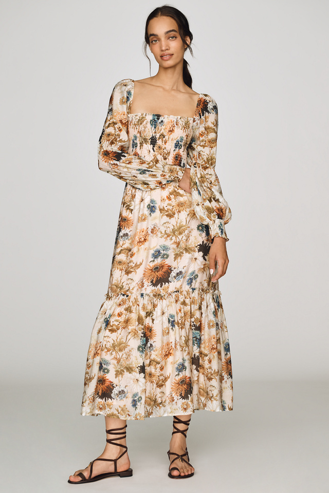 By Anthropologie Puff Sleeve Midi Dress