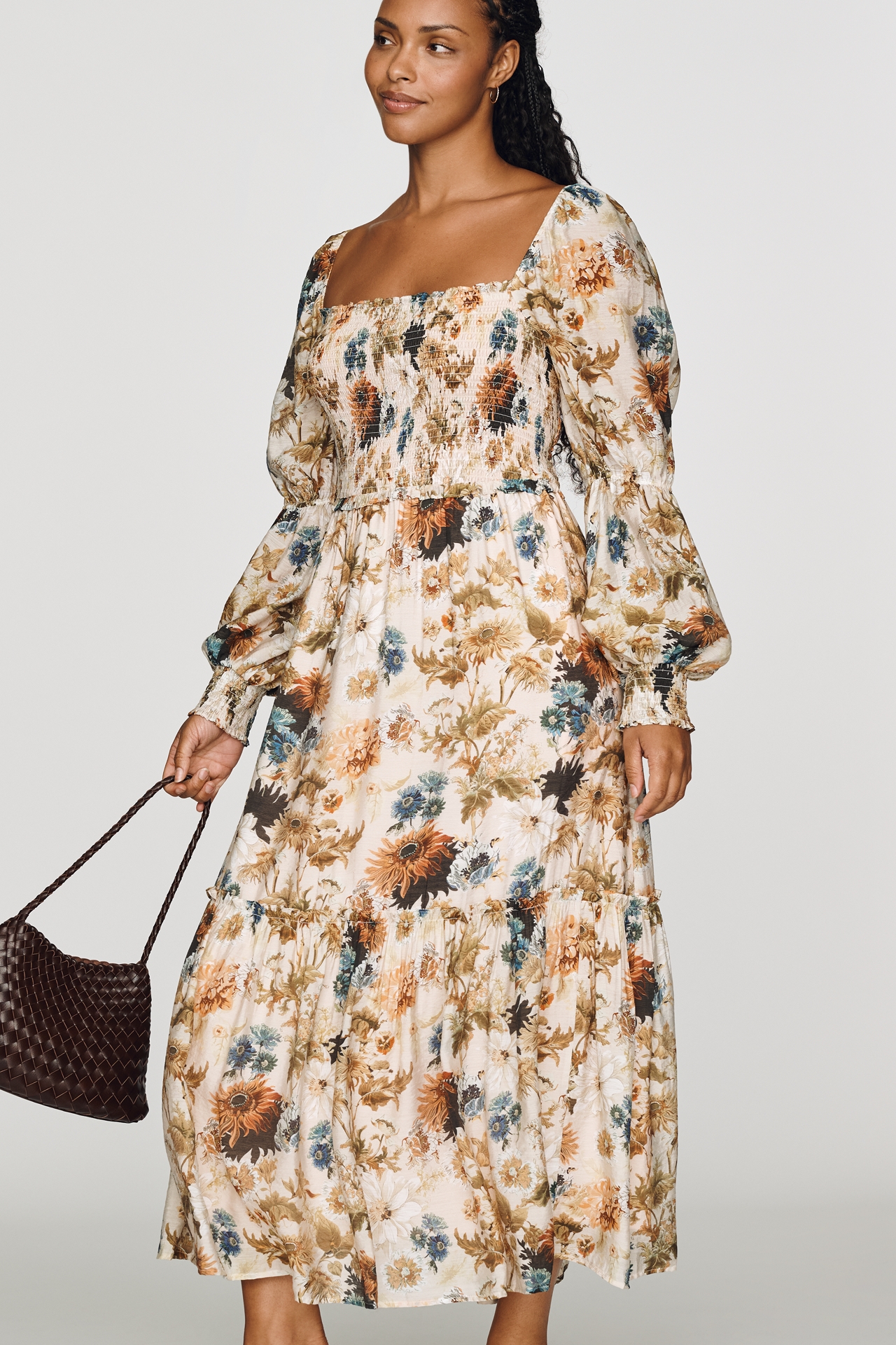 By Anthropologie Puff Sleeve Midi Dress